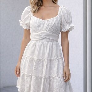 Trixxi Elegant White Puff Sleeve Dress